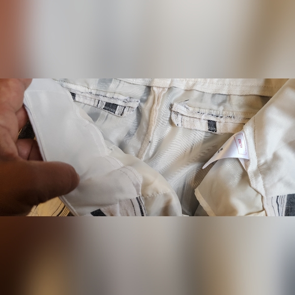 Express Linen Shorts Womens 4 Low Rise White Blue Striped Pockets Belt Loop F18 - Picture 7 of 13